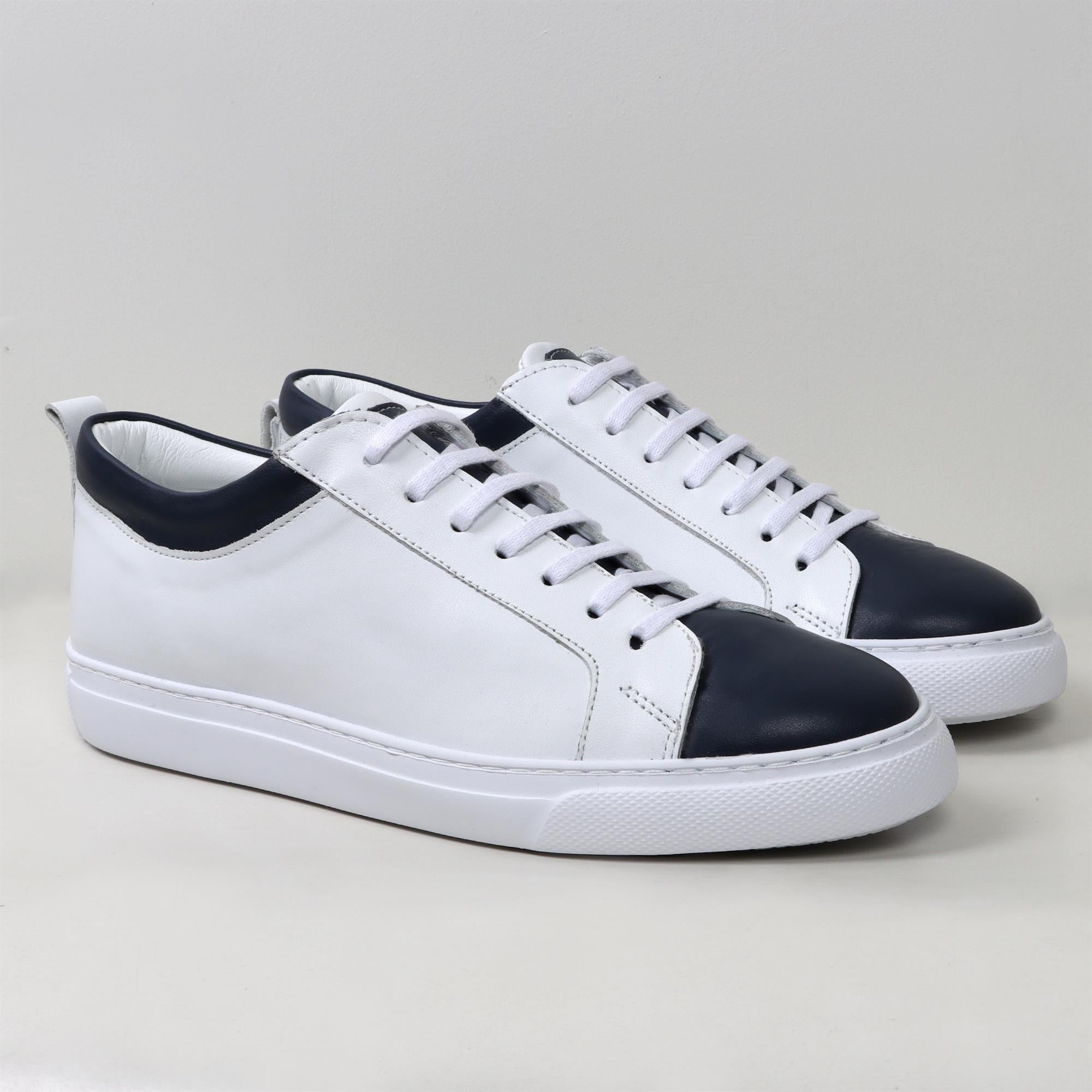 White and Navy Sneakers