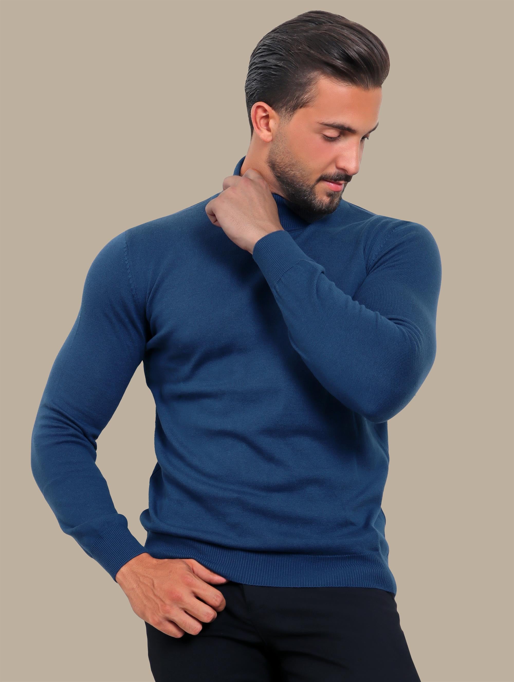 Petrol Turtle Neck Basic Sweater