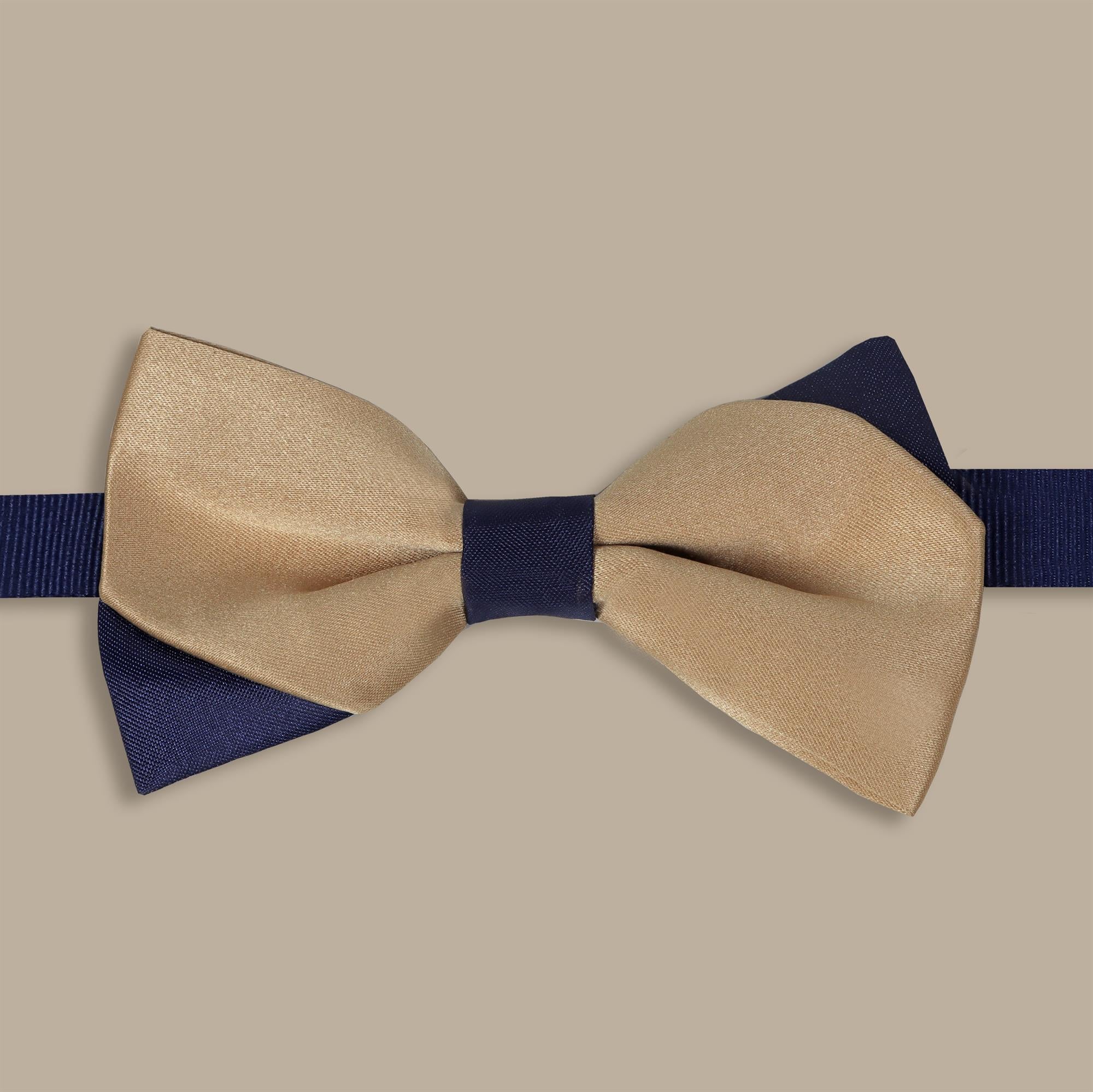 Gold & Navy Double-Faced Bowtie