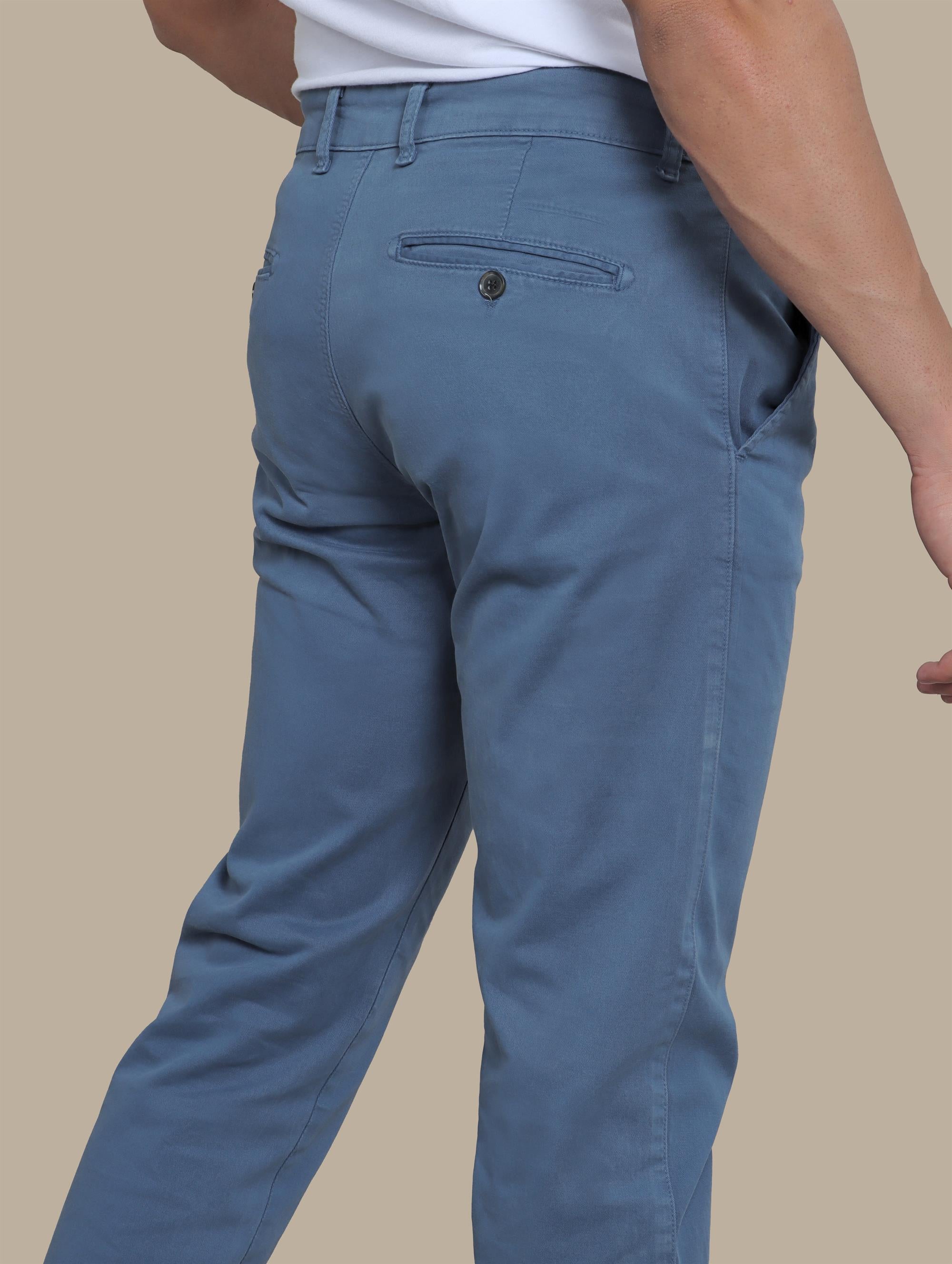 Classic Cool: Blue Chino Regular Fit Trousers