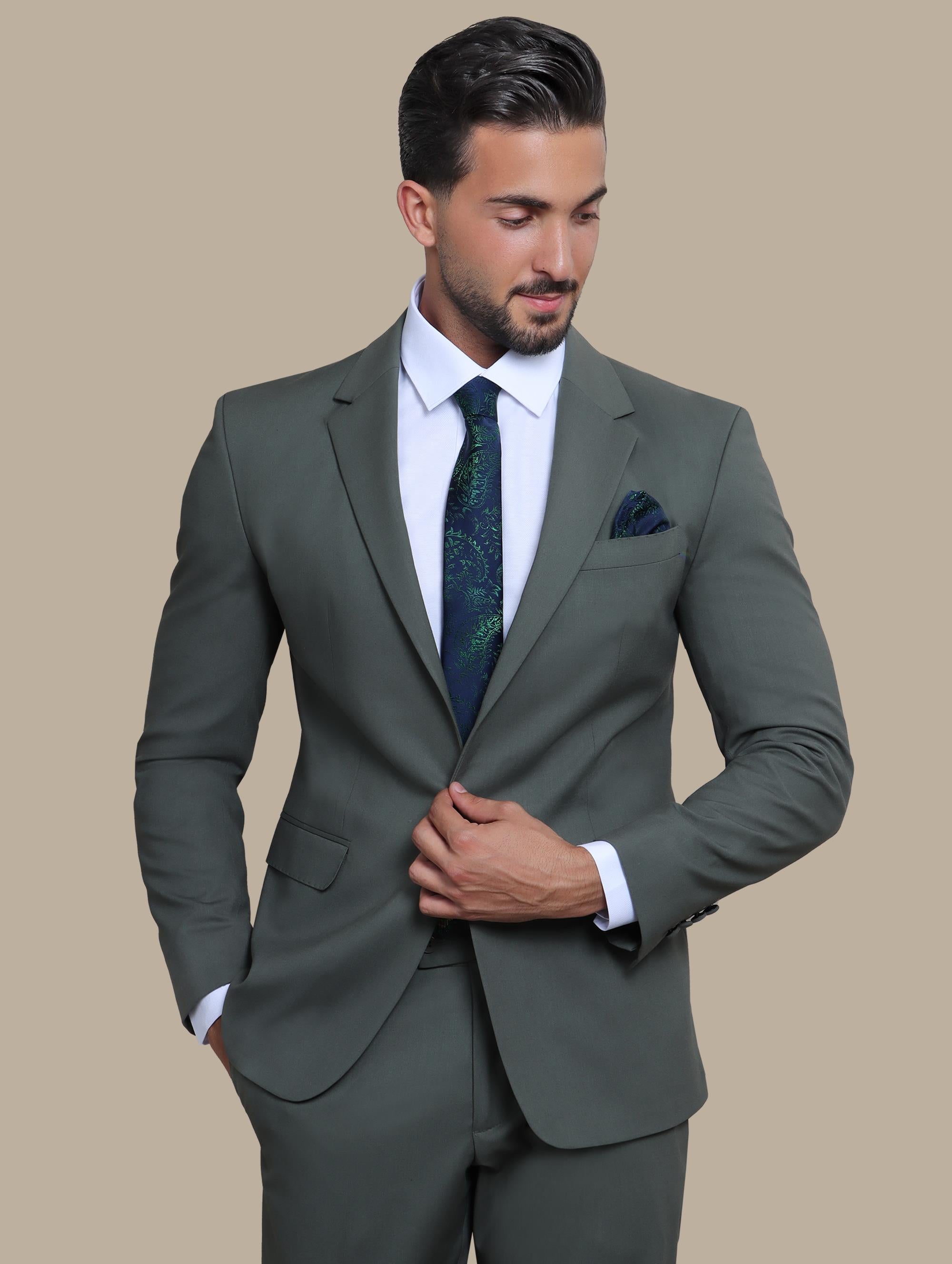 Khaki Double-Breasted Italian Suit