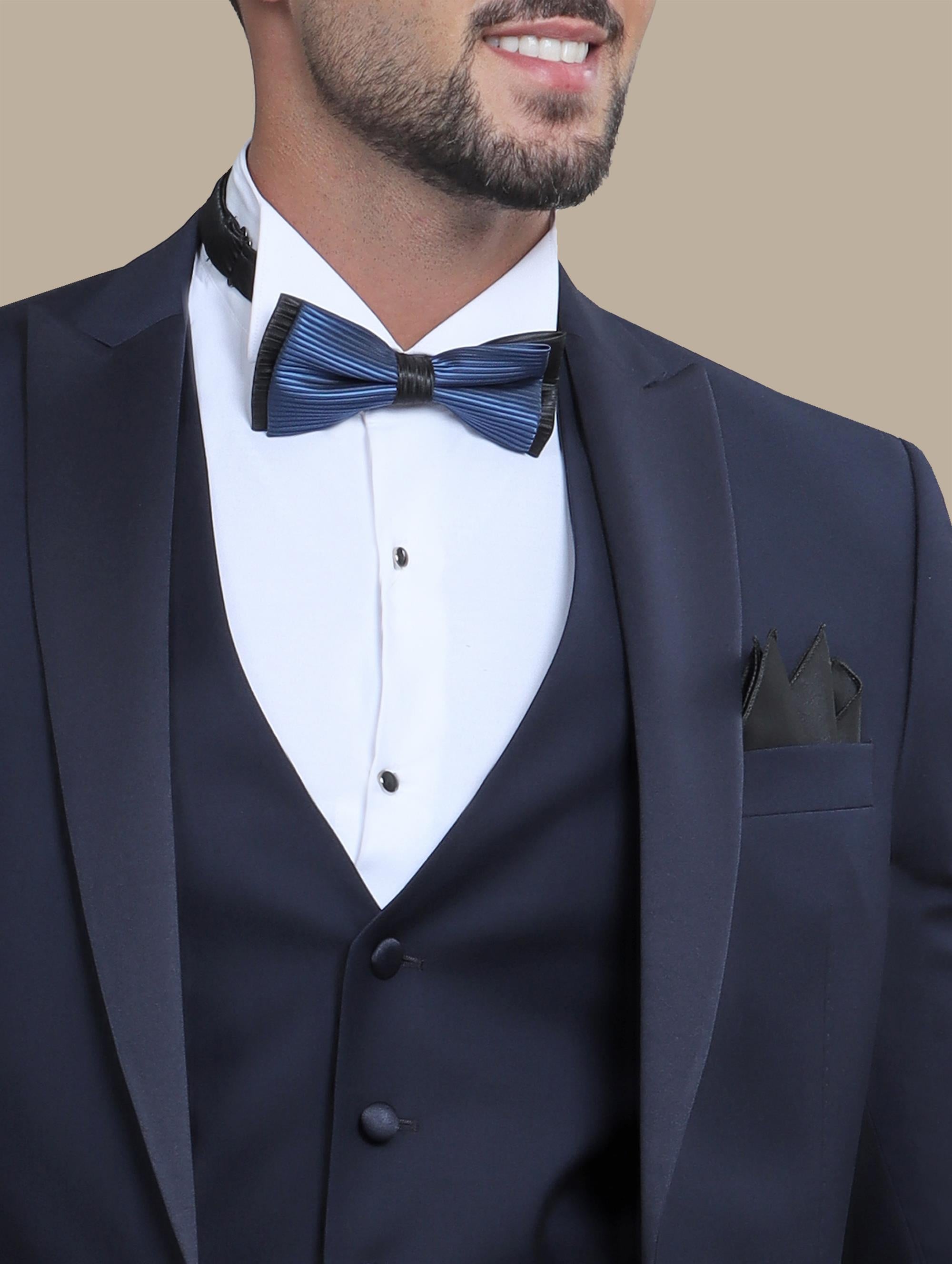 Navy 3-Piece Plain Peak Lapel Tuxedo