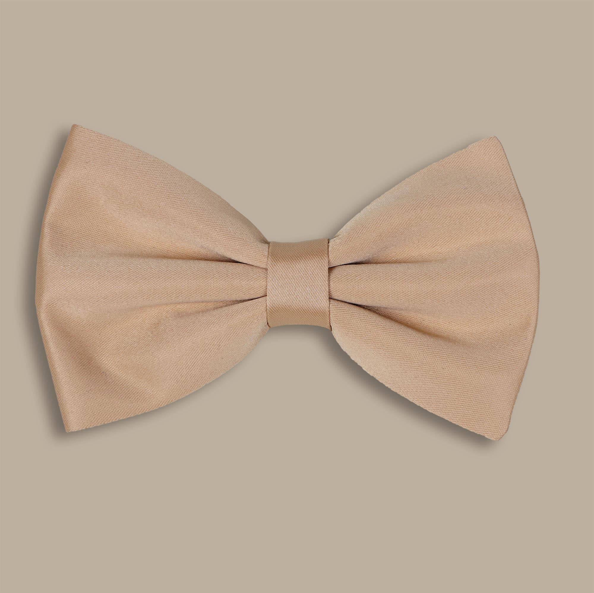 Beige Big Plain Satin Bowtie